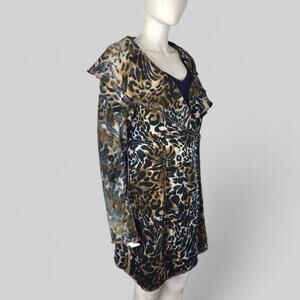 Testimony LA Leopard Print Jacket Animal Print Knee Length Brown & Black